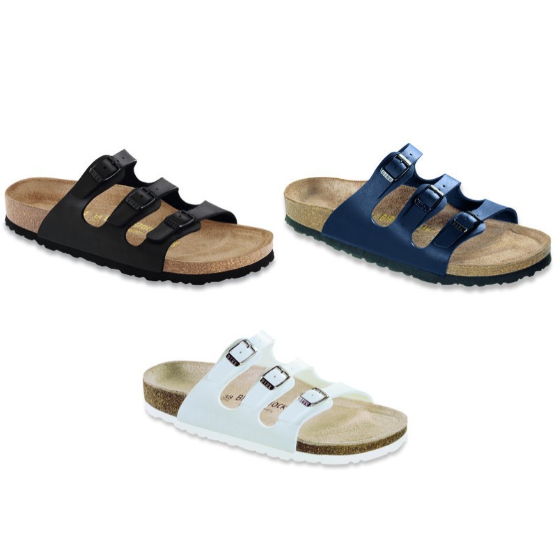 Details about Birkenstock Florida Sandals - Soft Footbed - black white ...