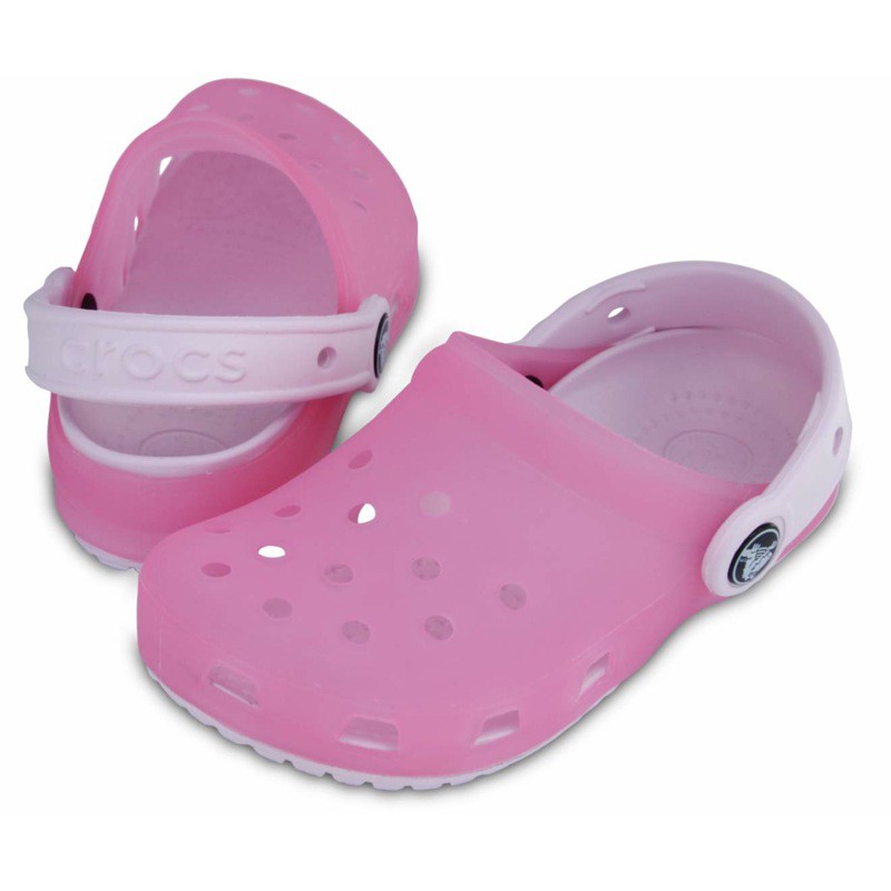 pink translucent crocs