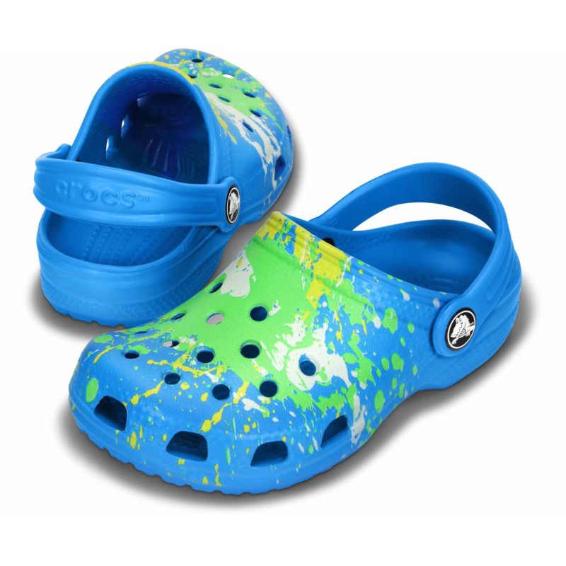 Crocs Classic Splatter Clog Kids Clogs Blue Pink Yellow New and ...