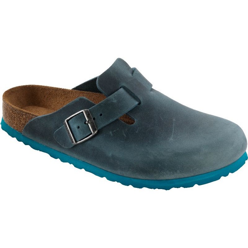 Birkenstock Boston Clogs - brown grey turquoise - Waxy Leather | eBay